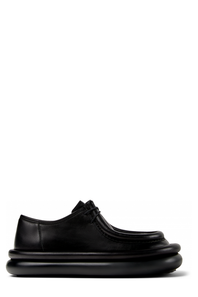 Side view of AQUA Black leather shoes