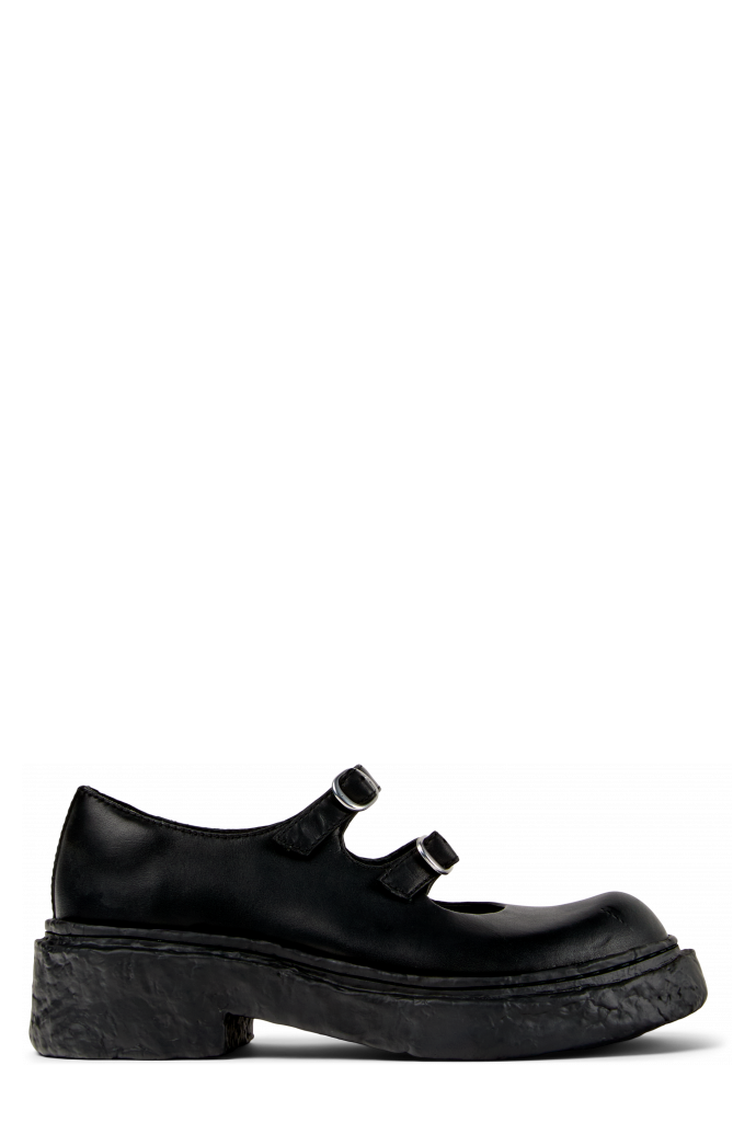 Side view of VAMONOS Black Leather Mary Janes