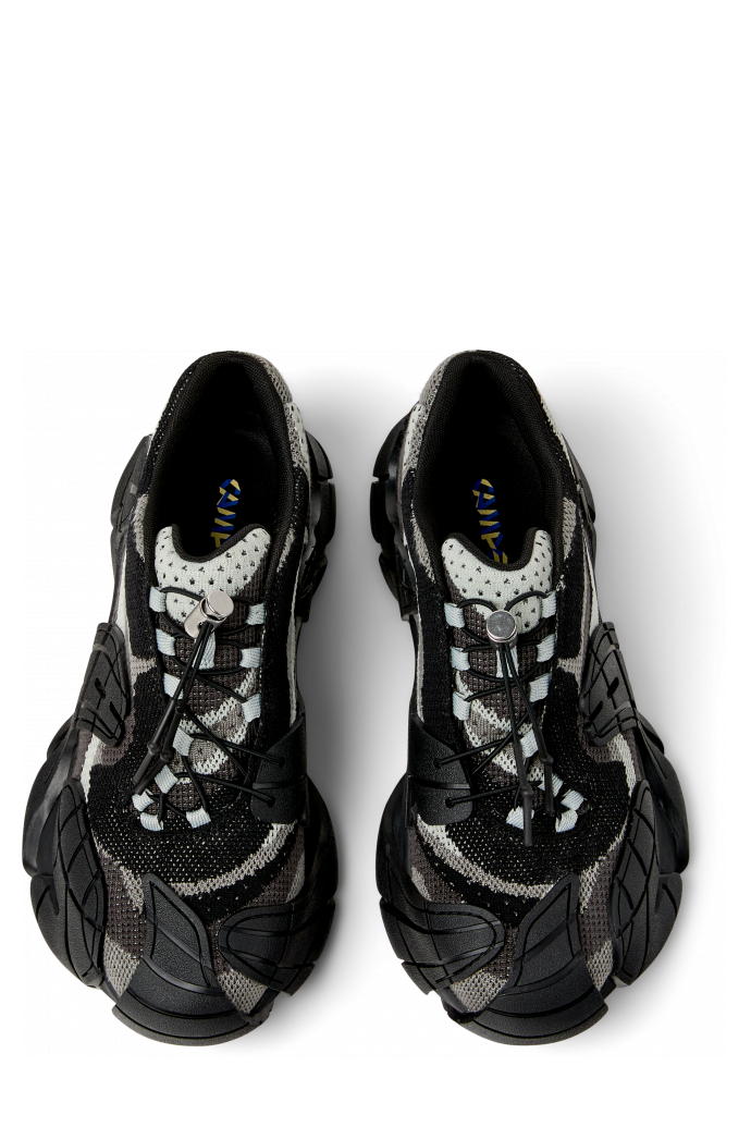 Overhead view of TORMENTA Black-Gray Textile Sneakers