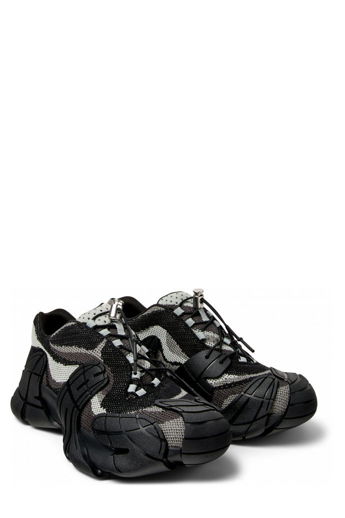Front view of TORMENTA Black-Gray Textile Sneakers