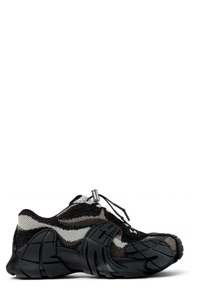 Side view of TORMENTA Black-Gray Textile Sneakers