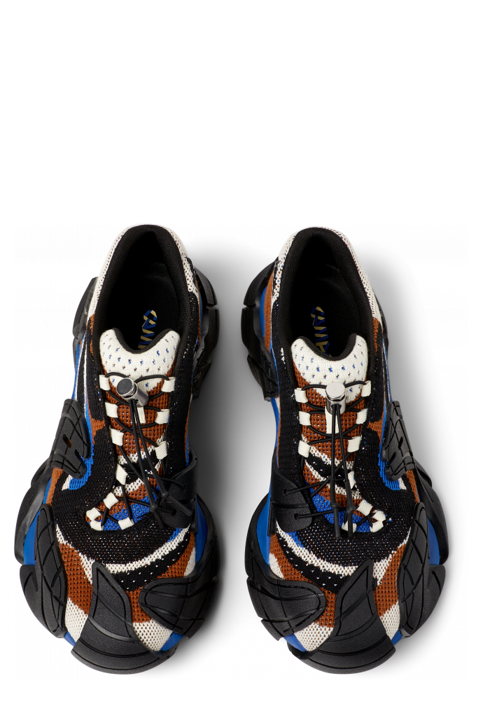Overhead view of TORMENTA Blue-Black Textile Sneakers