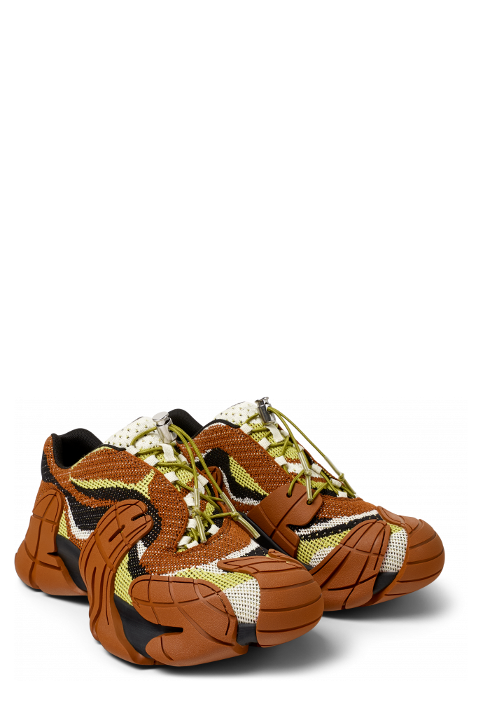 Front view of TORMENTA Brown-Green Textile Sneakers