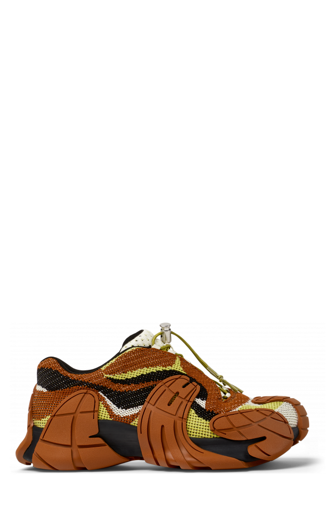 Side view of TORMENTA Brown-Green Textile Sneakers