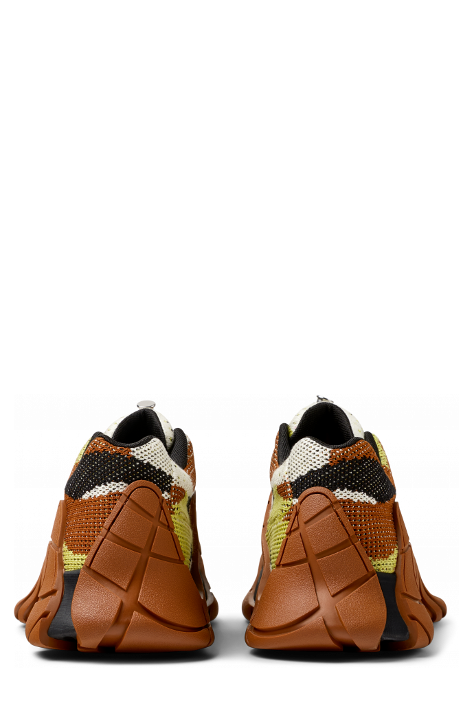 Back view of TORMENTA Brown-Green Textile Sneakers