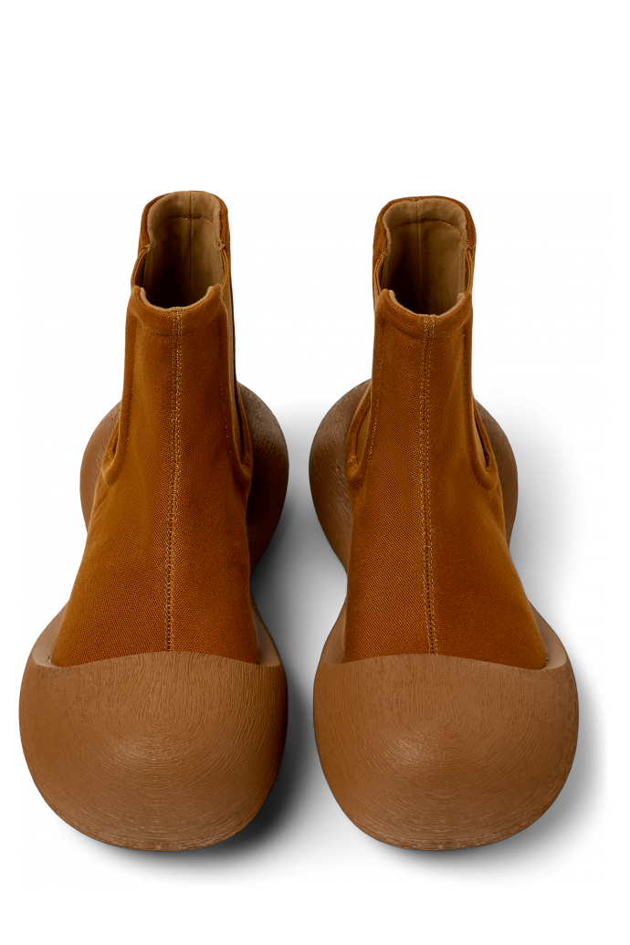 Overhead view of CARAMBA Brown TENCEL® Lyocell Ankle Boots