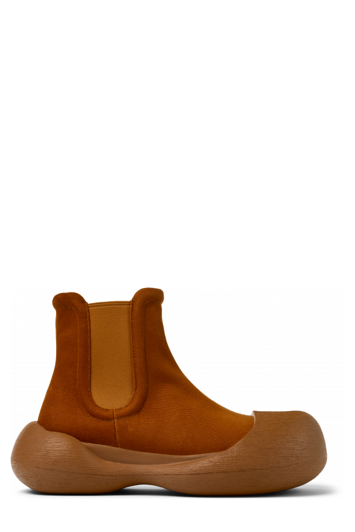 Side view of CARAMBA Brown TENCEL® Lyocell Ankle Boots