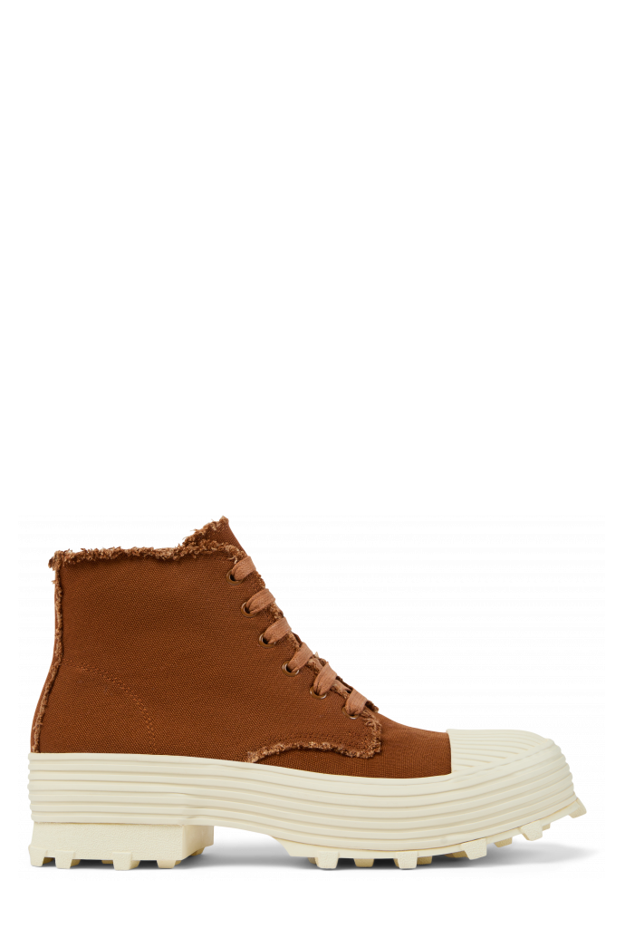 Side view of TRAKTORI Terracotta TENCEL™ Boots