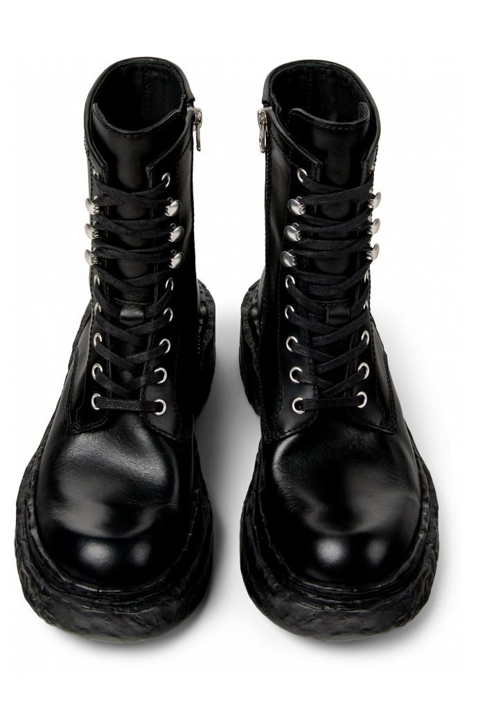 Overhead view of VAMONOS Black Leather Medium Boots