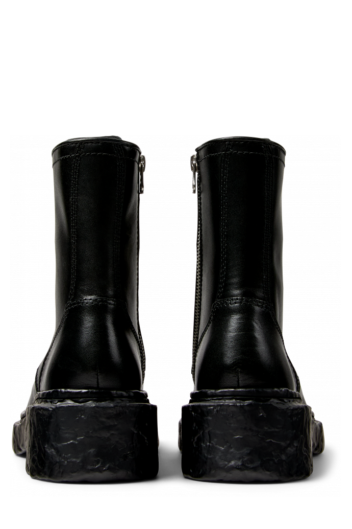 Back view of VAMONOS Black Leather Medium Boots
