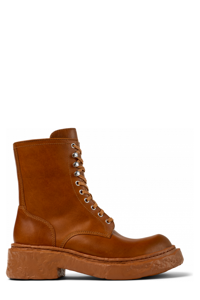 Side view of VAMONOS Brown Leather Medium Boots