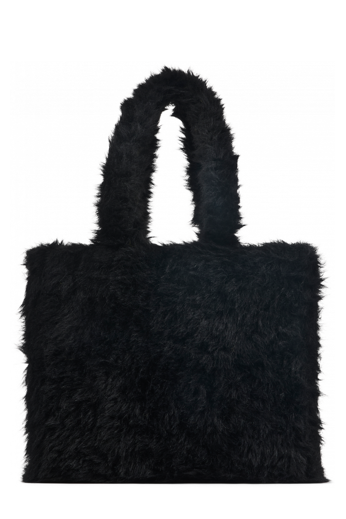 Side view of TAKKU Black textured tote