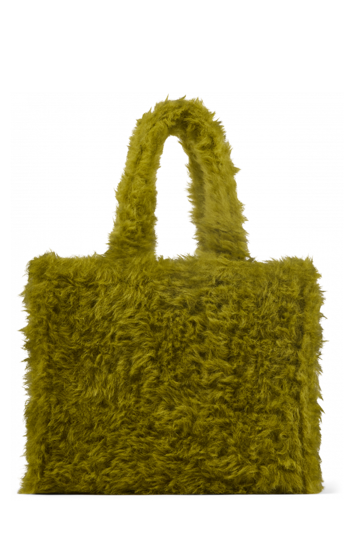Side view of TAKKU Green textured tote