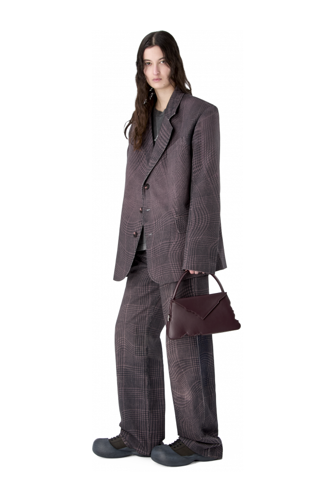 HANURI BURGUNDY LEATHER ACCORDION SHOULDER BAG