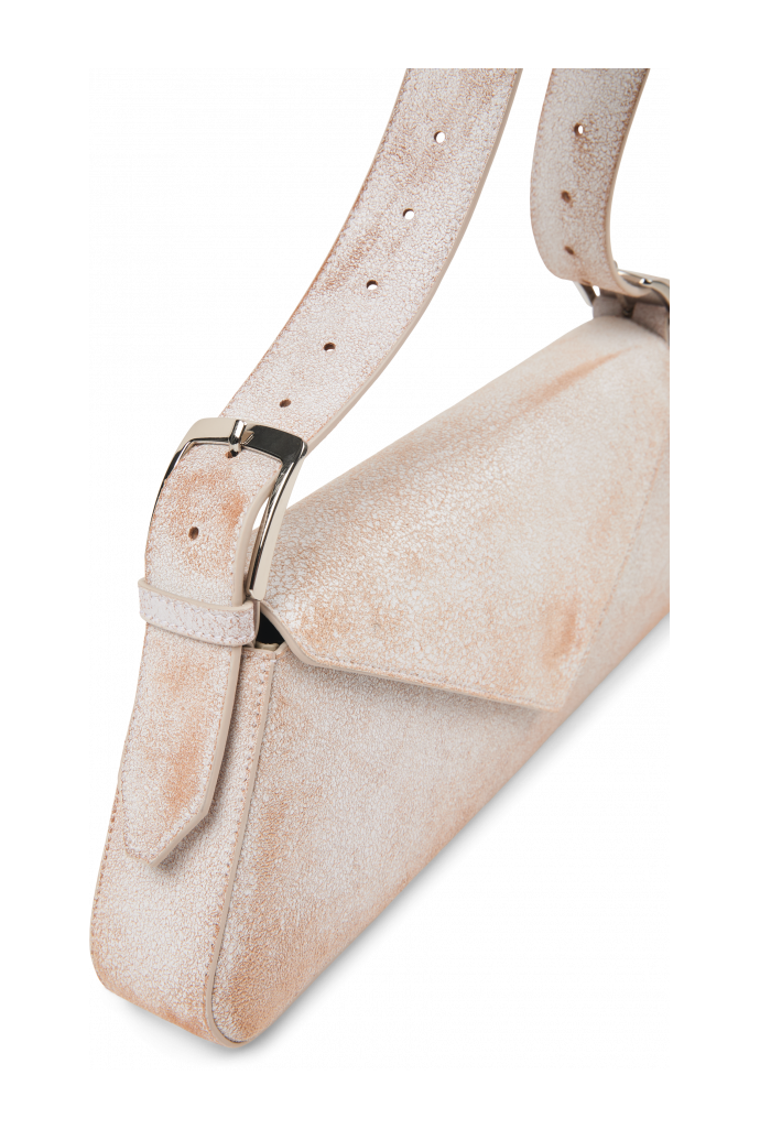 KIRJE White cracked leather handbag