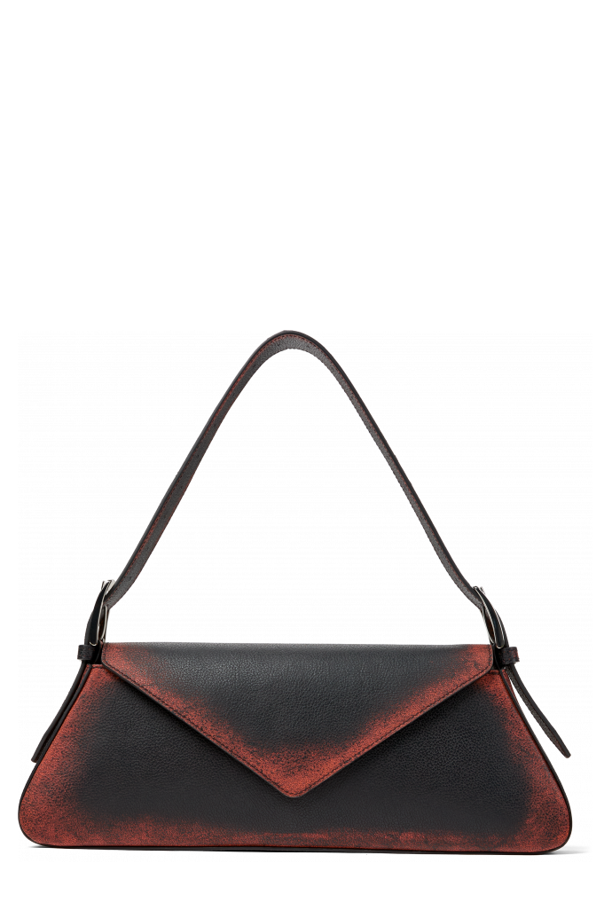 Side view of KIRJE BLACK LEATHER SHOULDER BAG