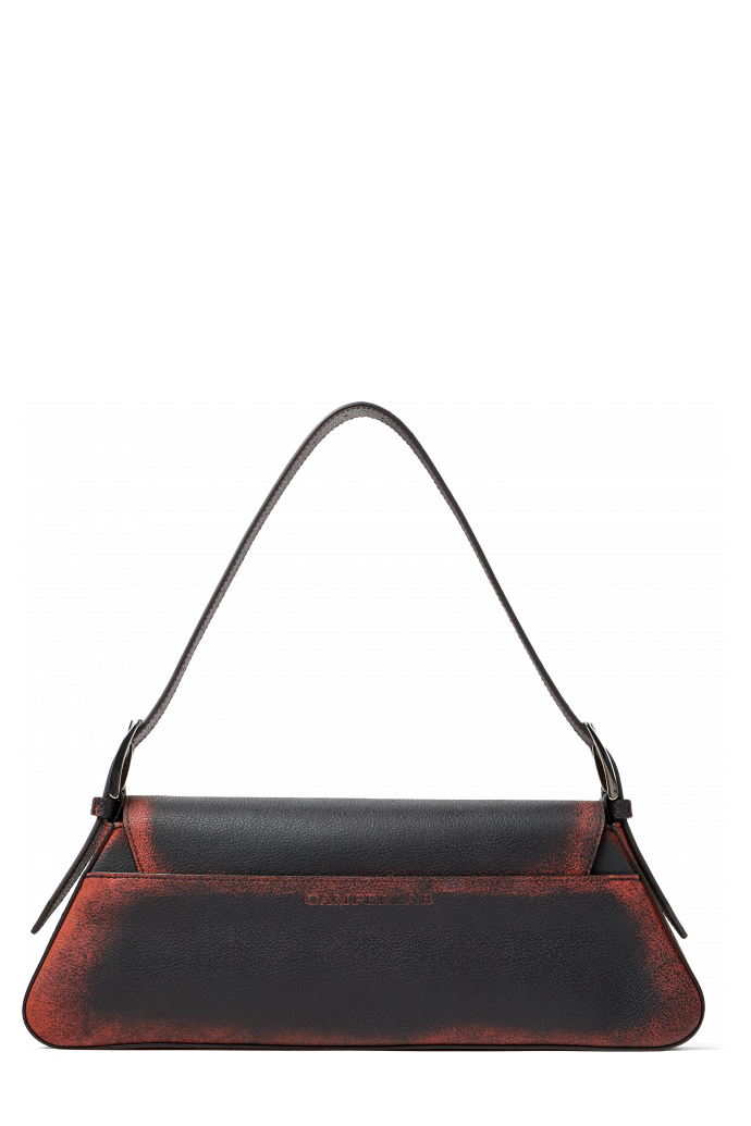 Back view of KIRJE BLACK LEATHER SHOULDER BAG
