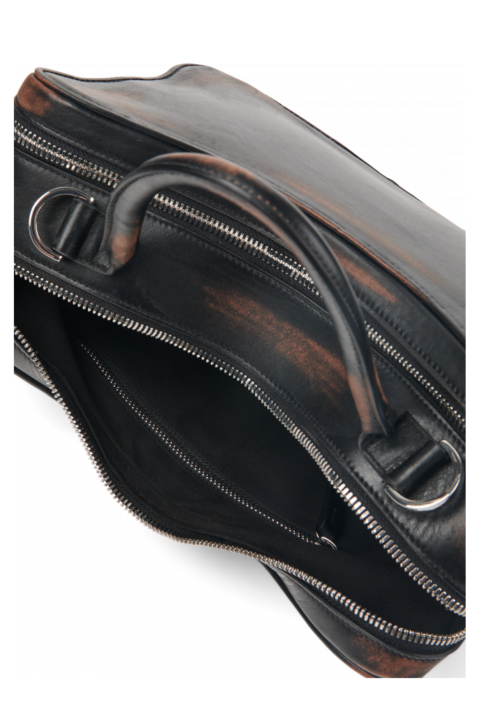 LUNSSI Schwarze Ledertasche