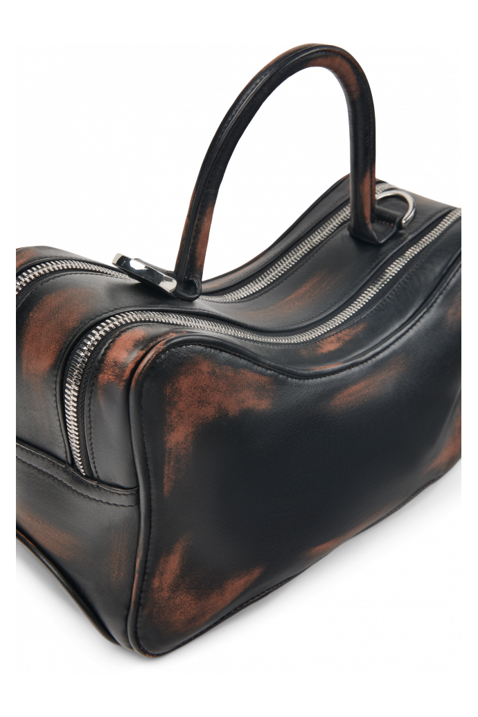 LUNSSI Schwarze Ledertasche