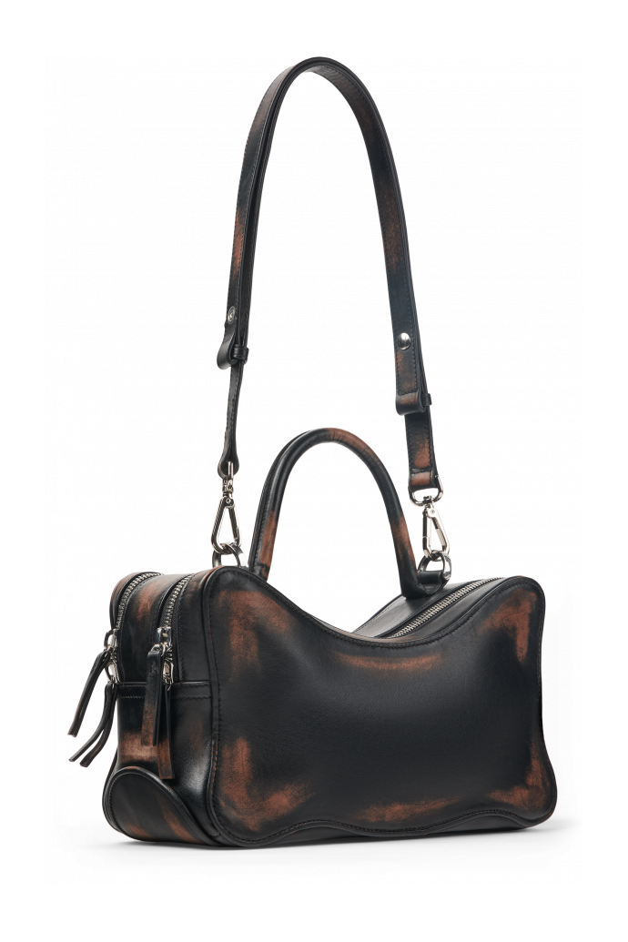 LUNSSI Schwarze Ledertasche