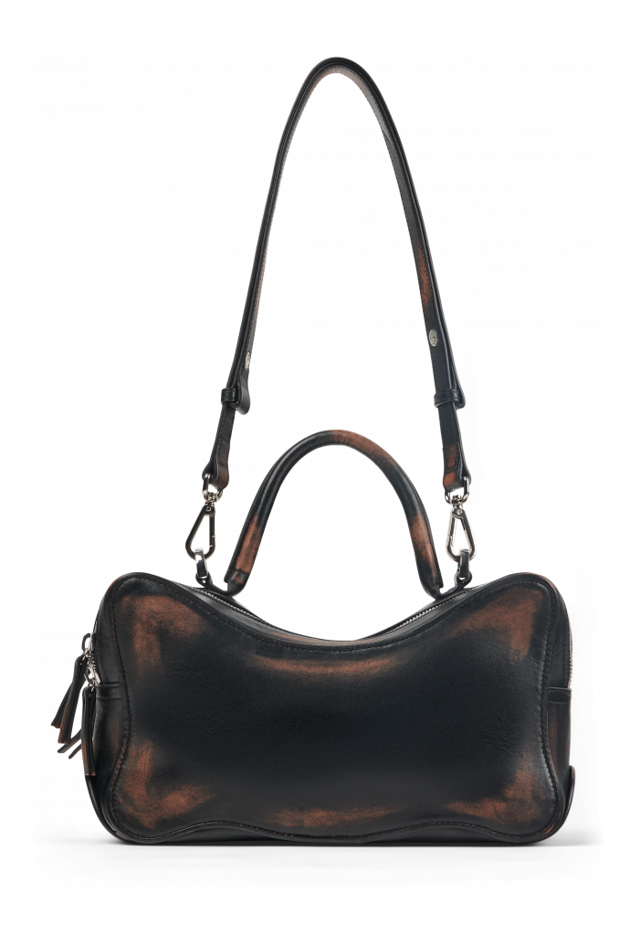 LUNSSI Schwarze Ledertasche