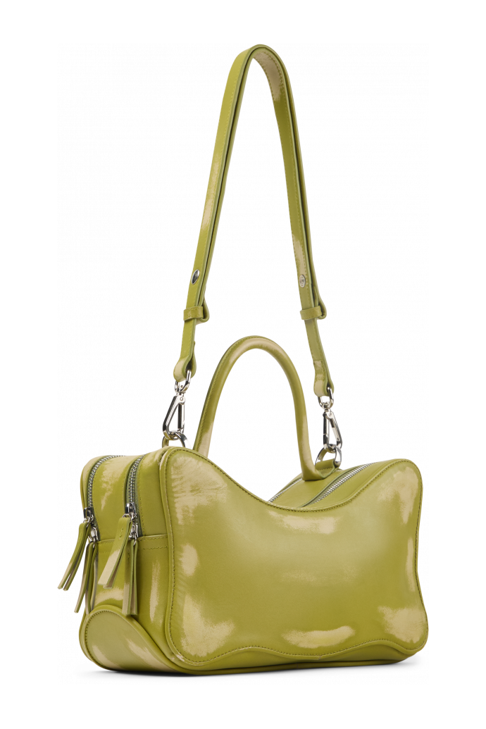 Front view of LUNSSI Green leather bag