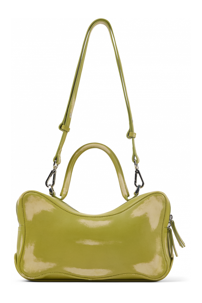 Back view of LUNSSI Green leather bag