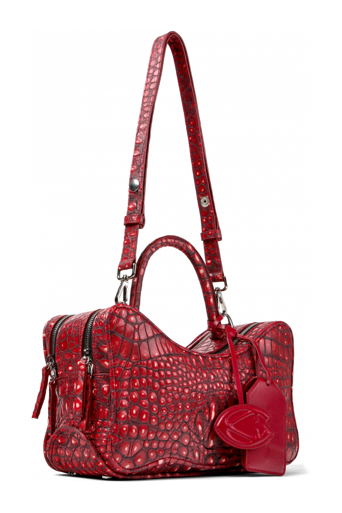 Front view of LUNSSI RED LEATHER BAG