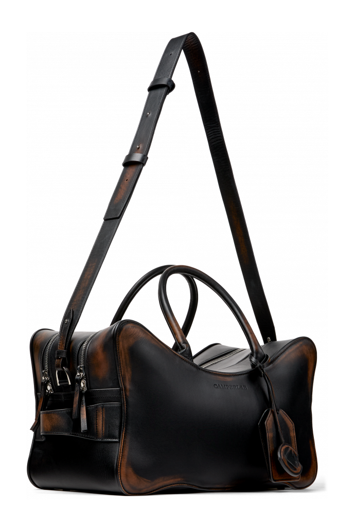 Front view of LUNSSI BLACK LEATHER BAG