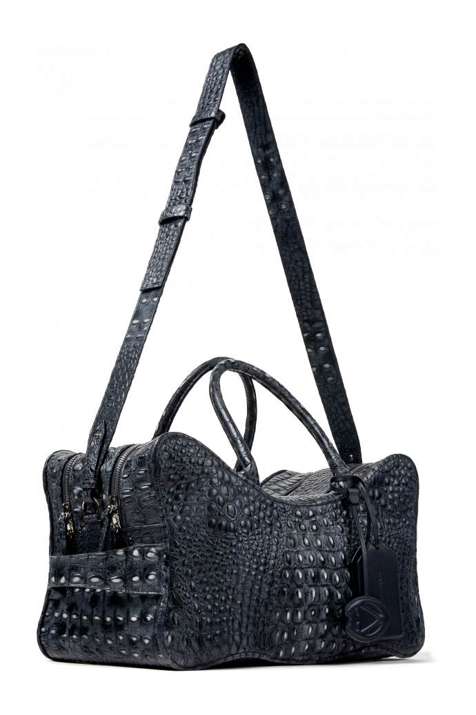 Front view of LUNSSI GRAY LEATHER BAG