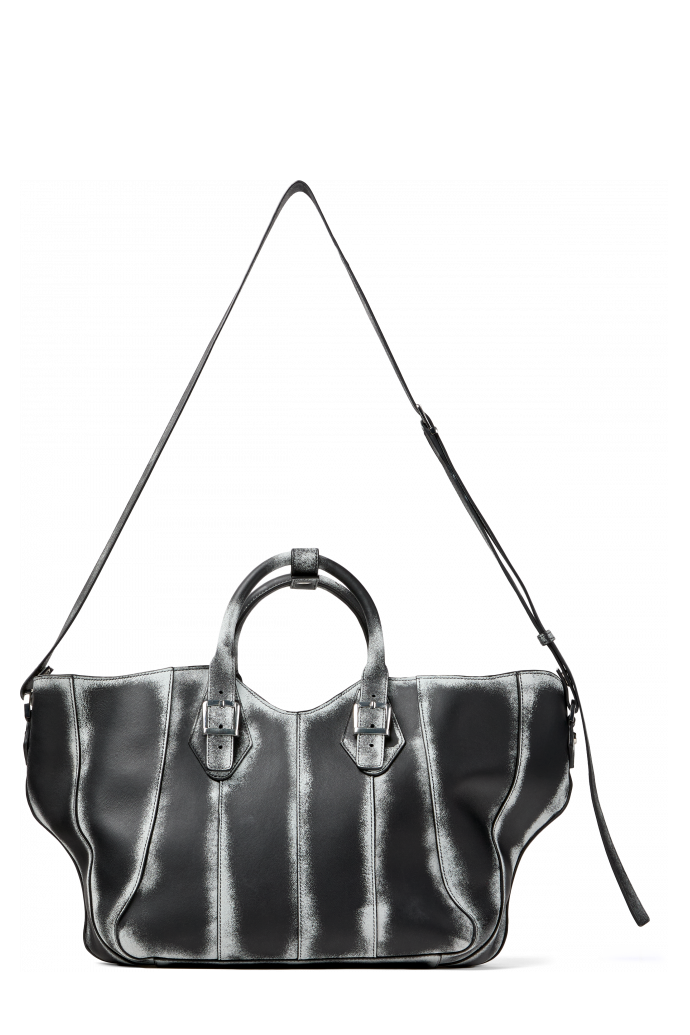 Back view of LAUKKU BLACK-LIGHT Gray LEATHER TOTE BAG