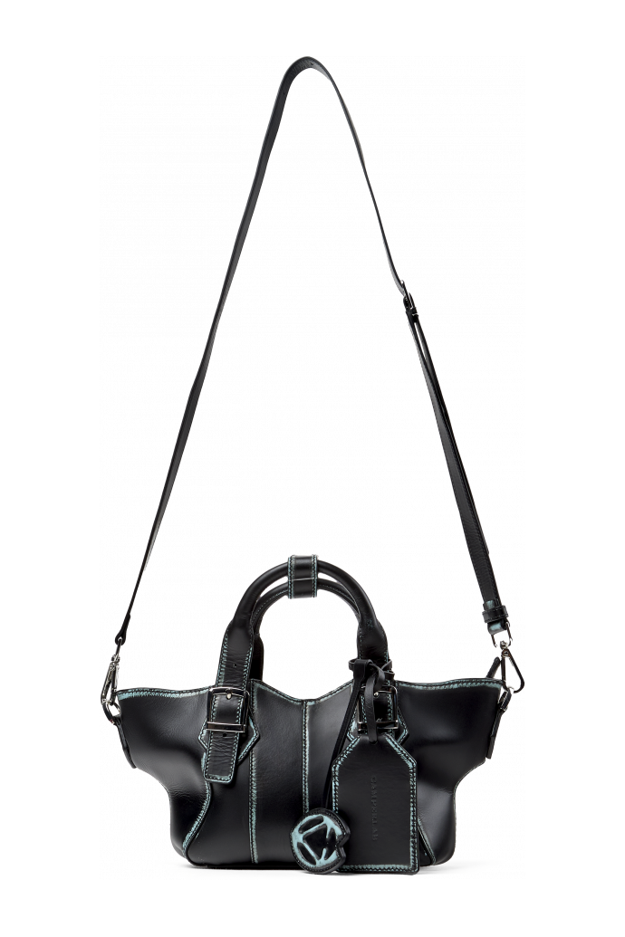Side view of MINI LAUKKU BLACK-TURQUOISE