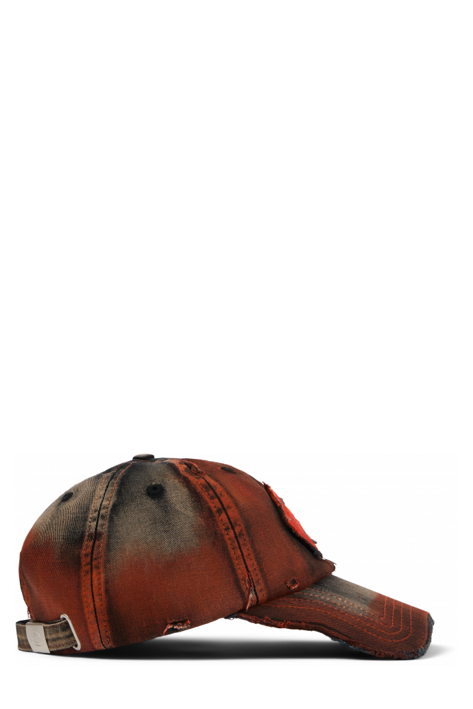 DISTORTED WASHED SPRAYED CAP POMARAŃCZOWY Z EFEKTEM SPRANIA I SPRYSKANIA