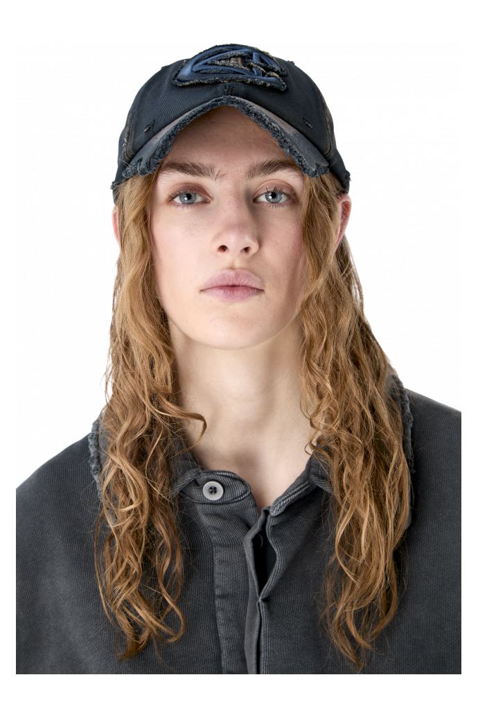 DISTORTED WASHED SPRAYED CAP NIEBIESKI