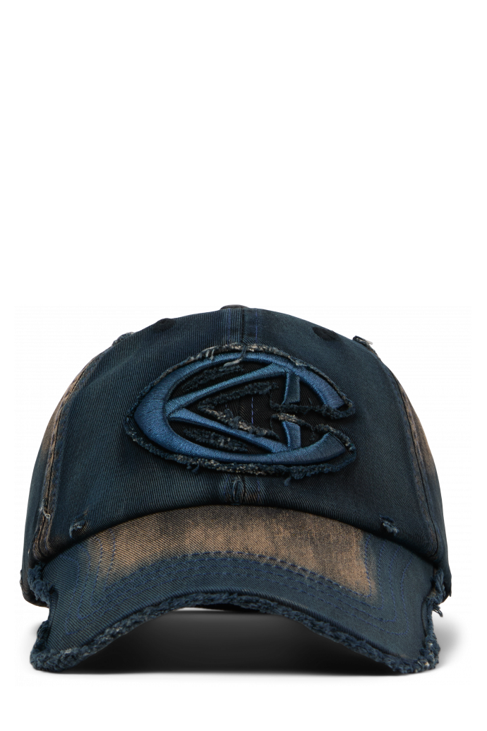 DISTORTED WASHED SPRAYED CAP NIEBIESKI