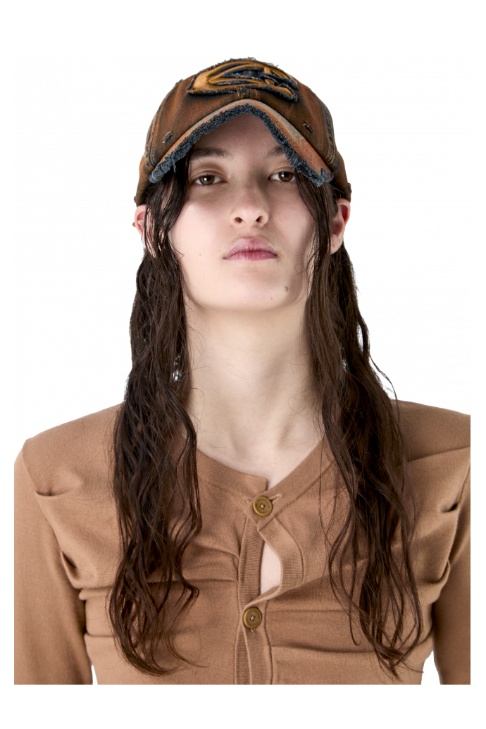 DISTORTED WASHED SPRAYED CAP BEŻOWY