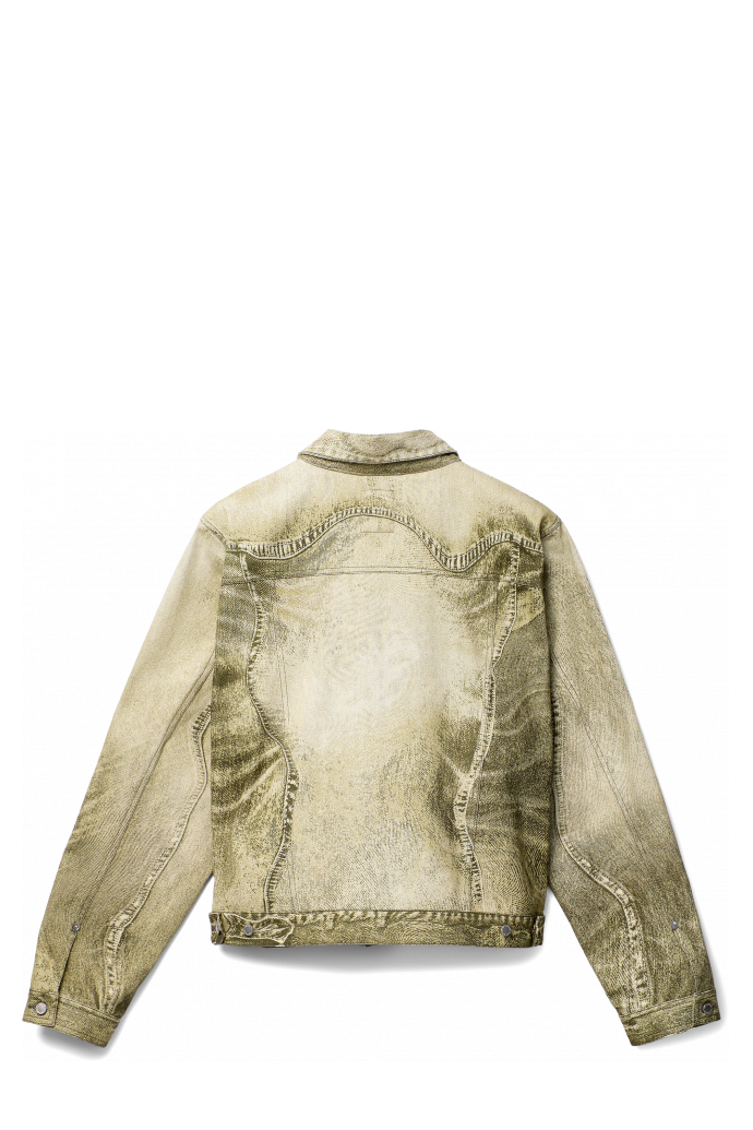 Back view of Denim Jacket  Black-Green Denim Jacket