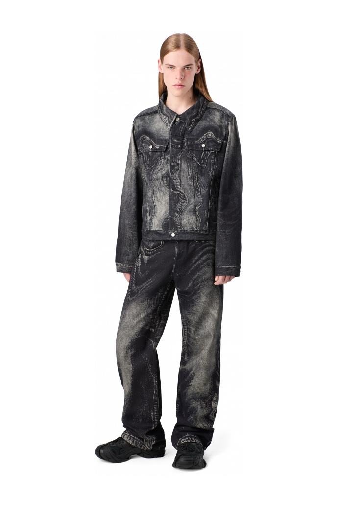 DISTORTED PRINT DENIM JACKET Black-gray Denim Jacket