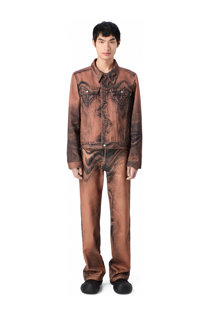 DISTORTED PRINT DENIM JACKET Brown-black Denim Jacket