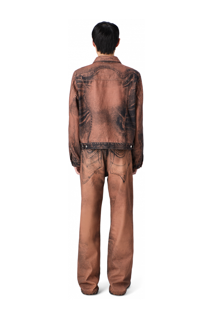 DISTORTED PRINT DENIM JACKET Brown-black Denim Jacket