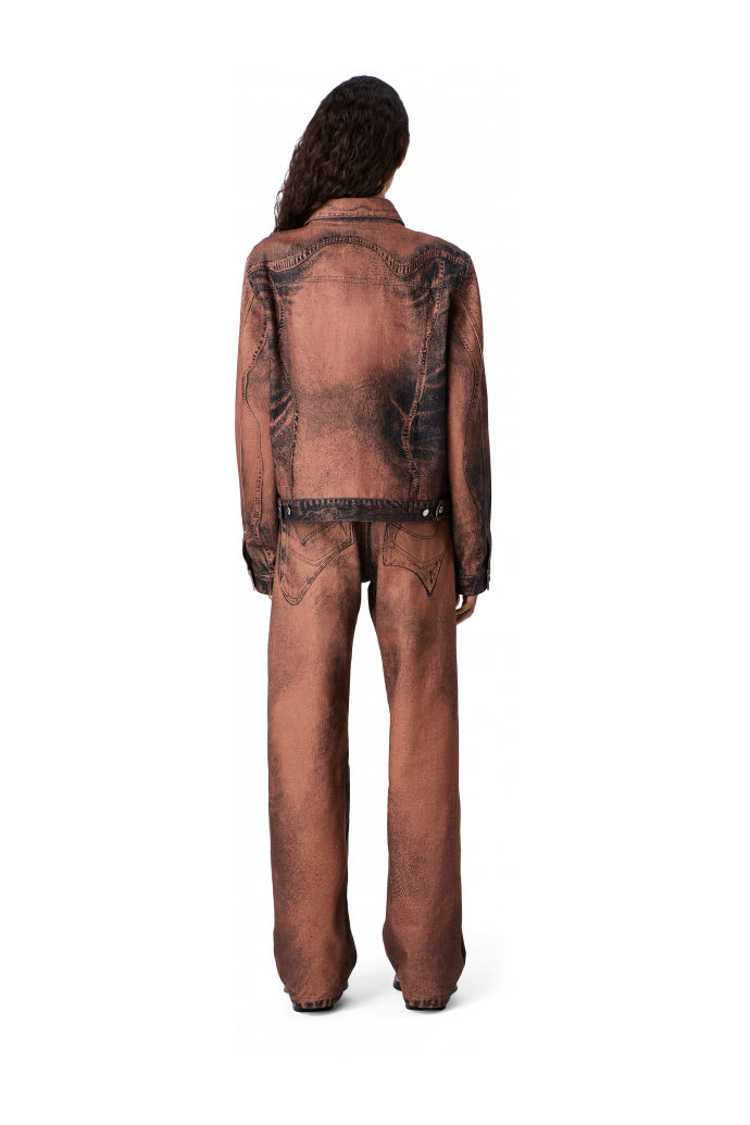 DISTORTED PRINT DENIM JACKET Casaco de ganga castanho/preto