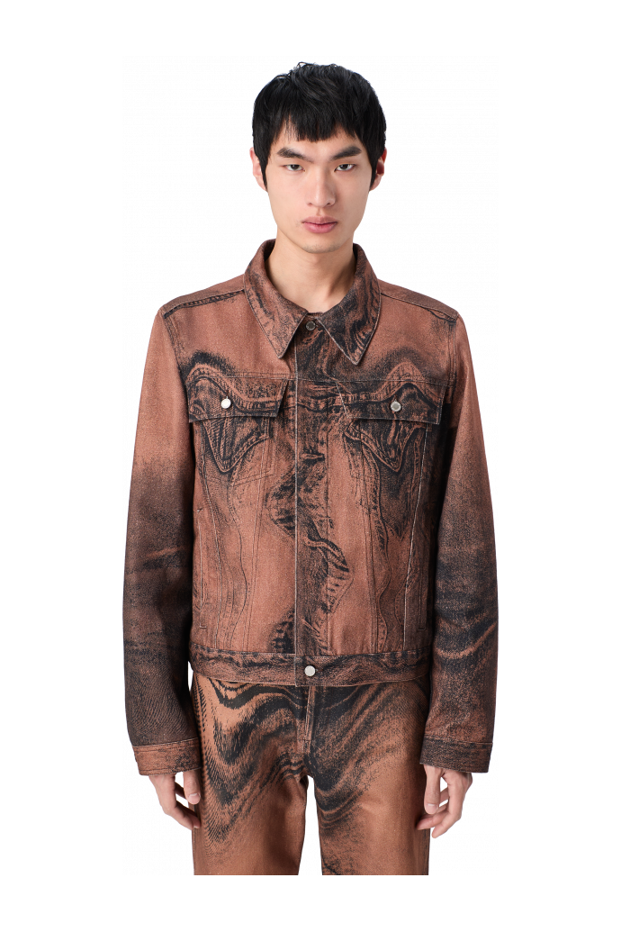 DISTORTED PRINT DENIM JACKET Brown-black Denim Jacket