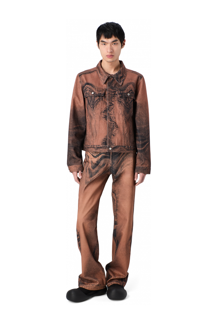 DISTORTED PRINT DENIM JACKET Brown-black Denim Jacket