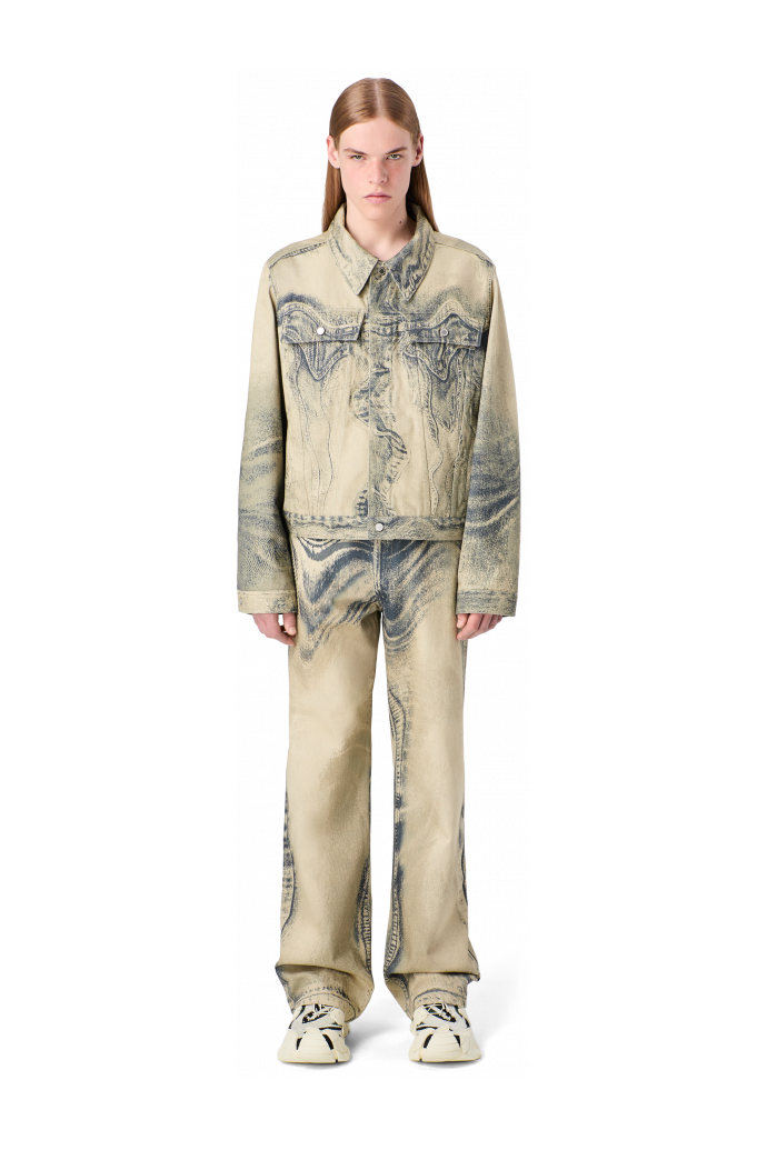 DISTORTED PRINT DENIM JACKET Sand-black Denim Jacket