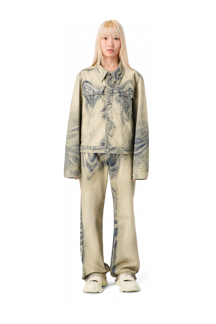 DISTORTED PRINT DENIM JACKET Sand-black Denim Jacket