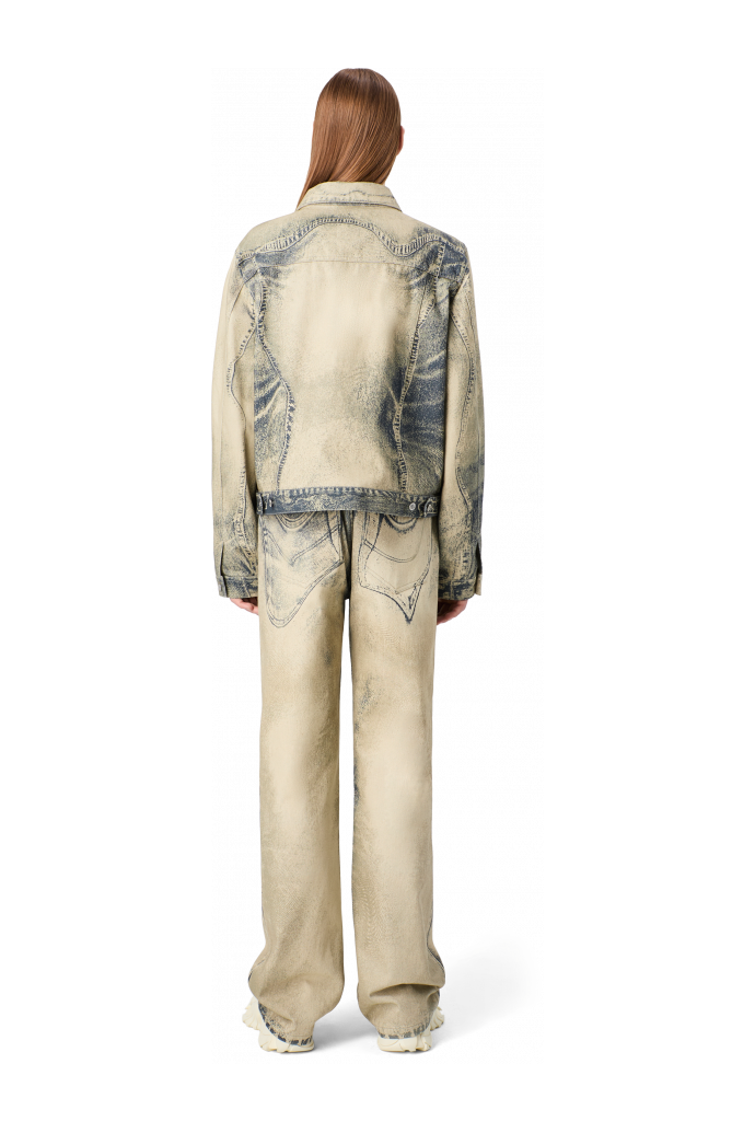 DISTORTED PRINT DENIM JACKET Sand-black Denim Jacket