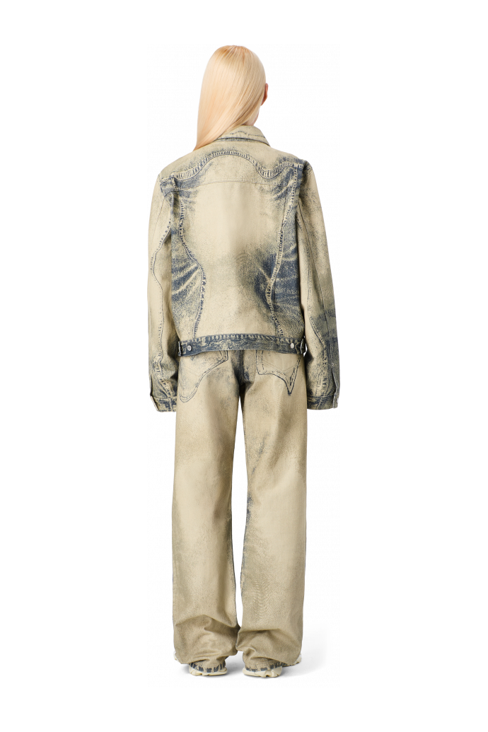DISTORTED PRINT DENIM JACKET Sand-black Denim Jacket
