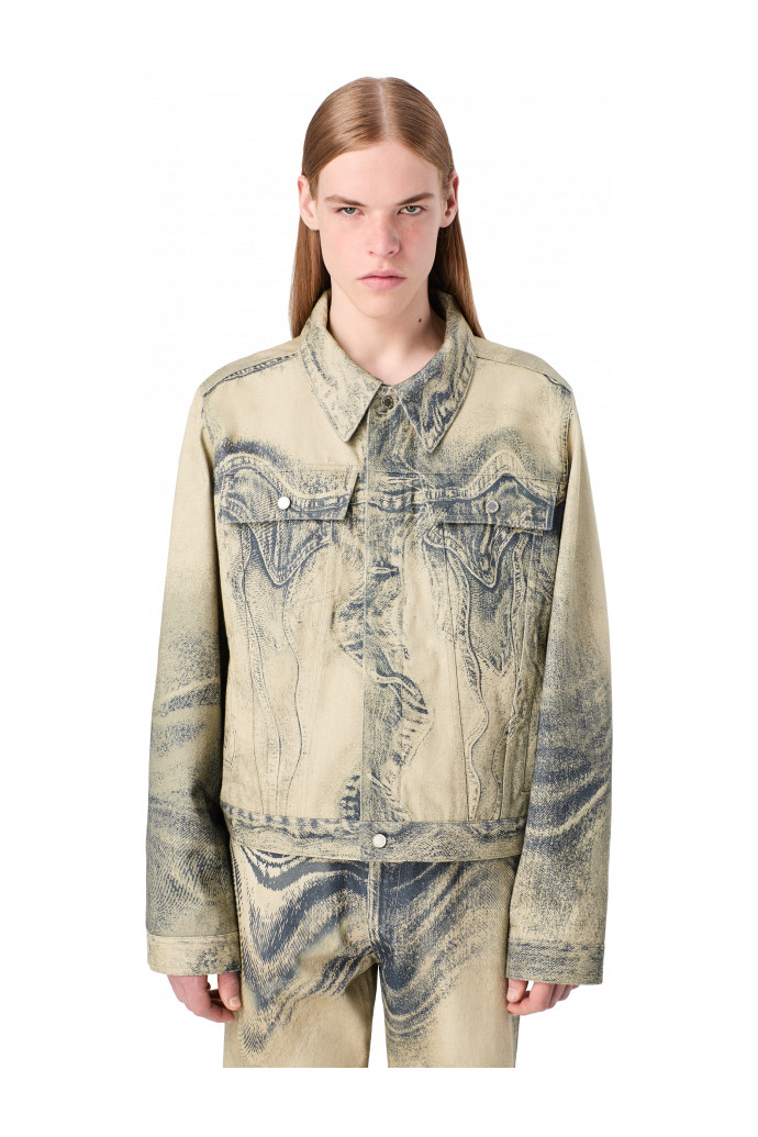 DISTORTED PRINT DENIM JACKET Sand-black Denim Jacket