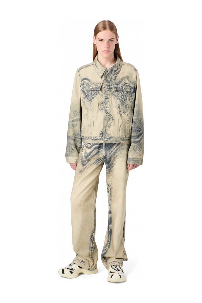 DISTORTED PRINT DENIM JACKET Sand-black Denim Jacket
