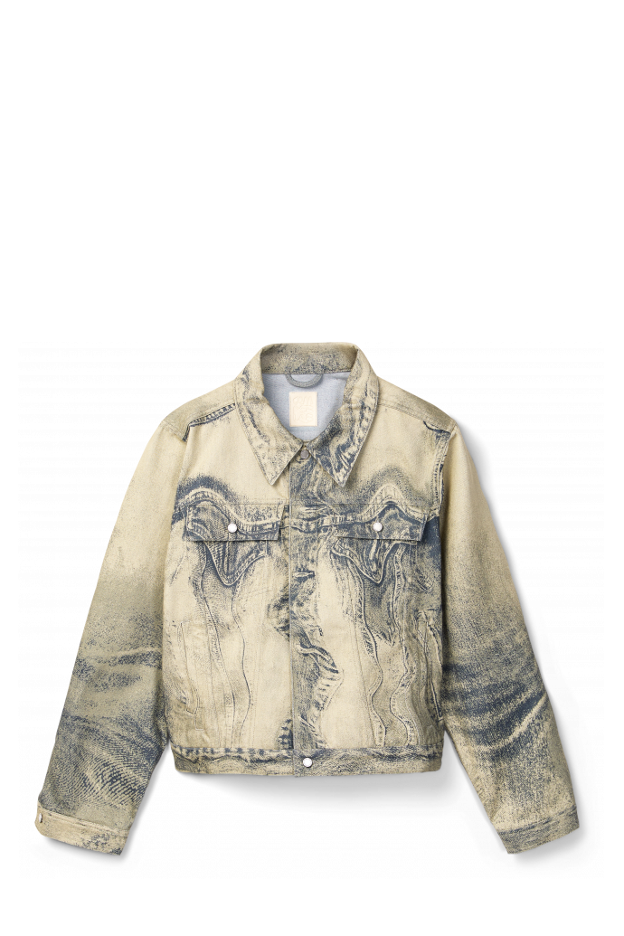 DISTORTED PRINT DENIM JACKET Zand-zwart denim jack
